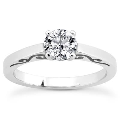 Ladies 14KT White Gold Platinum Tailored Engagement Set ENS3288-A