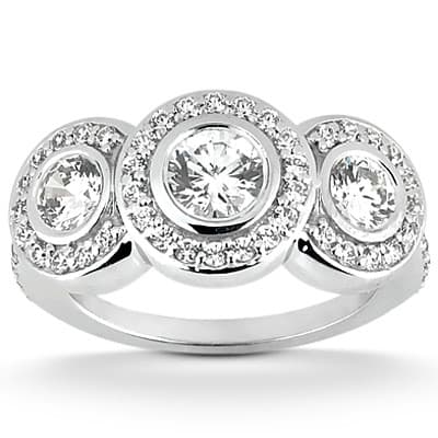 Ladies 14KT White Gold Platinum Fancy Engagement Set ENS1613-A