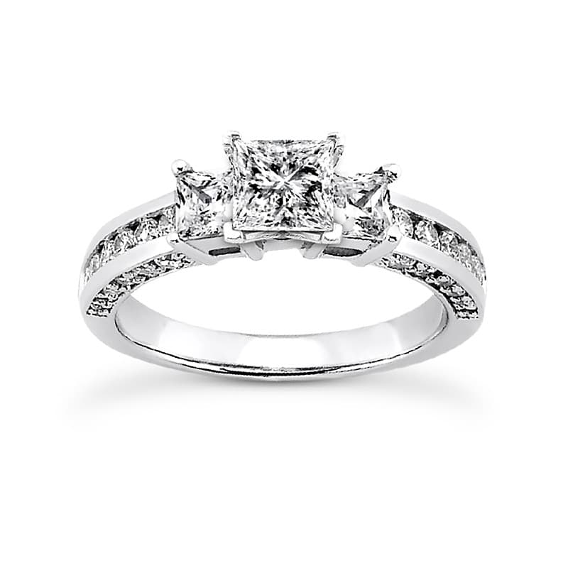 Ladies 14KT White Gold Platinum Fancy Engagement Set ENS1096-A