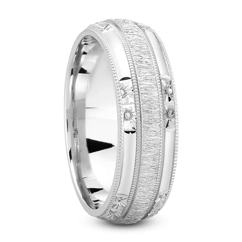 Mens 14KT White Gold Platinum Traditional Wedding Band M1040