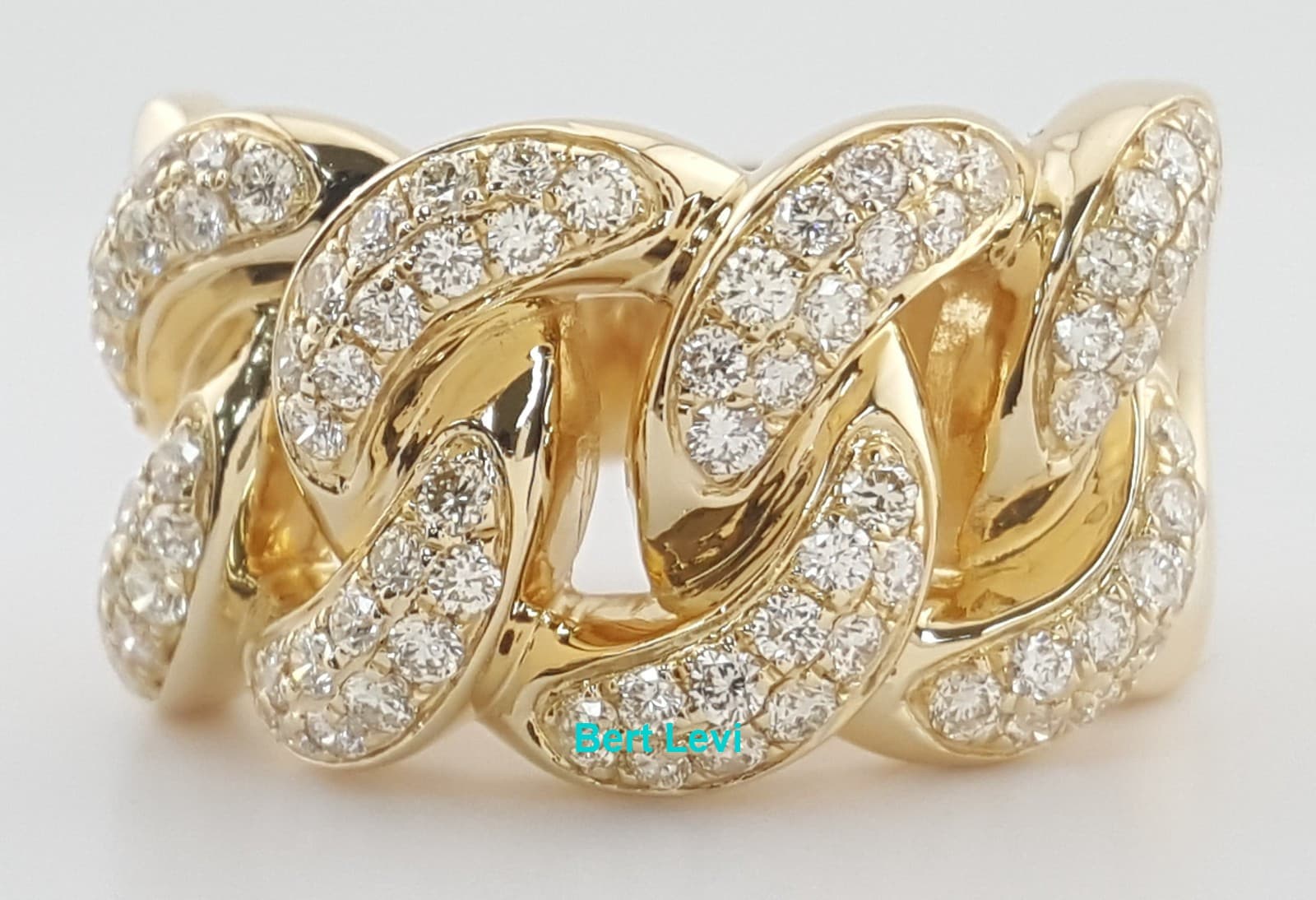 Diamond Cuban Link Gent's Ring 1.3 ct 14k Yellow Gold 8.8 Grams