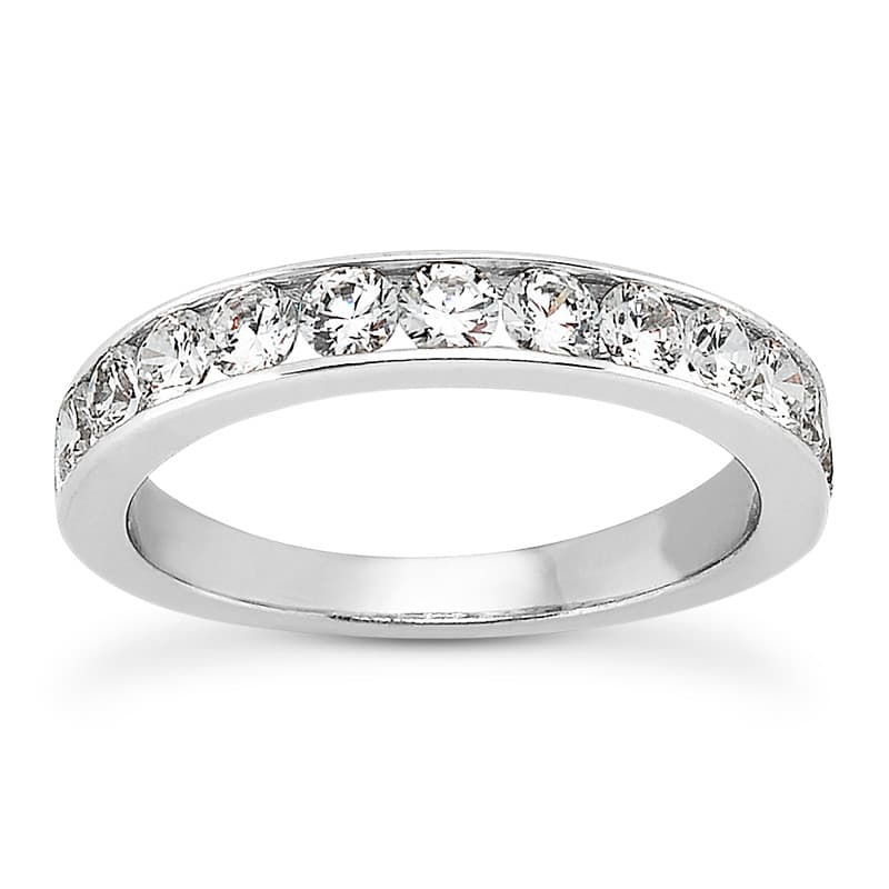 Ladies 14KT White Gold Platinum Round Diamond Wedding Band WB2306