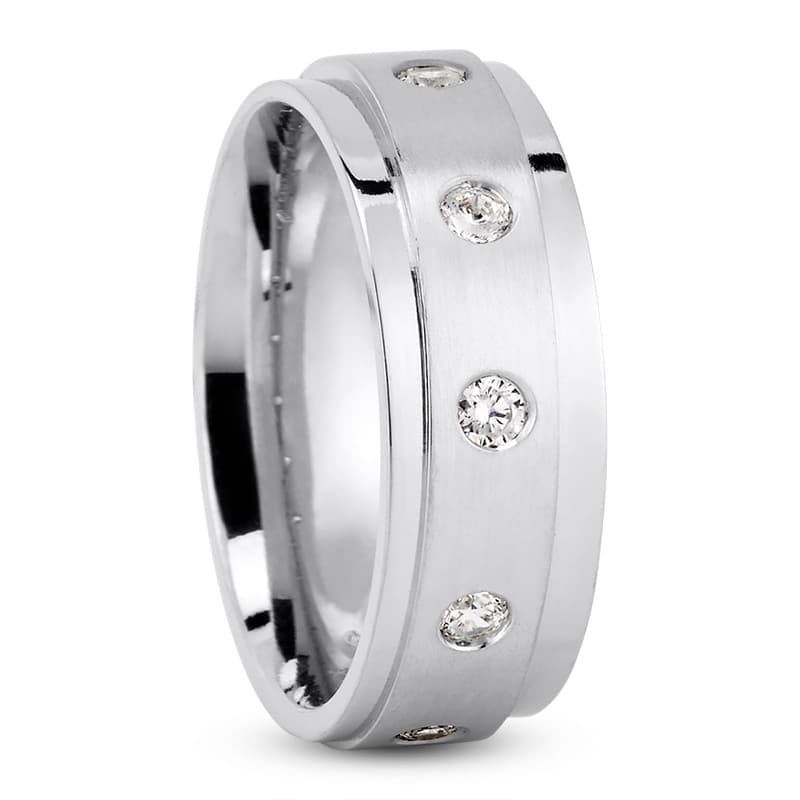 Ladies 14KT White Gold Platinum Traditional Wedding Band DB1342