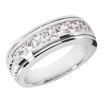 Mens 14KT White Gold Platinum Wedding Band MR1046