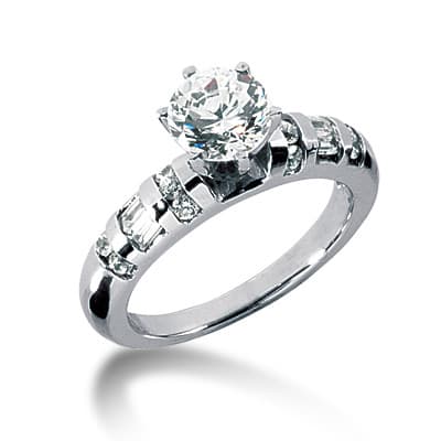 Ladies 14KT White Gold Platinum Fancy Engagement Ring ENR1018