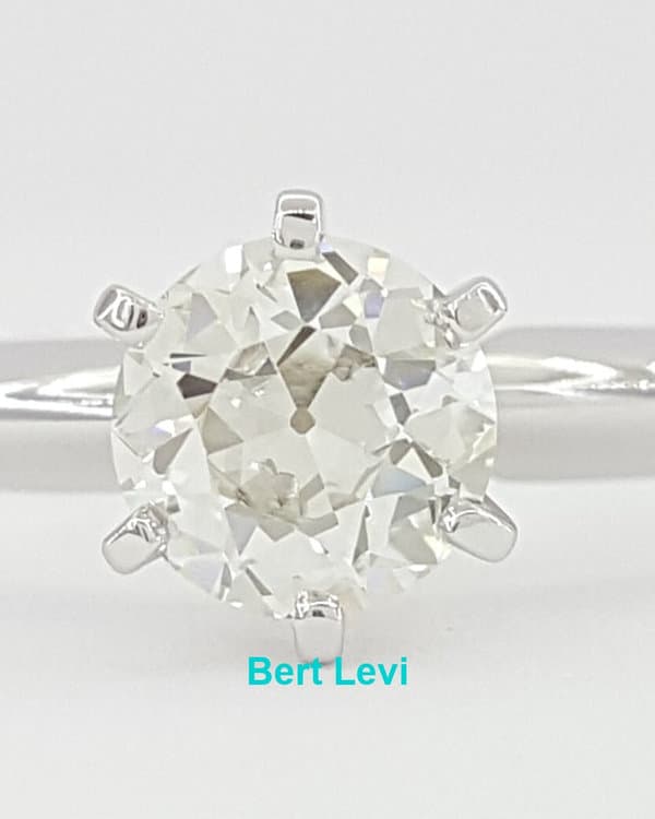 Old European Cut Diamond Solitaire Engagement Ring 0.52 ct 14k White Gold