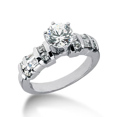 Ladies 14KT White Gold Platinum Fancy Engagement Ring ENR1271