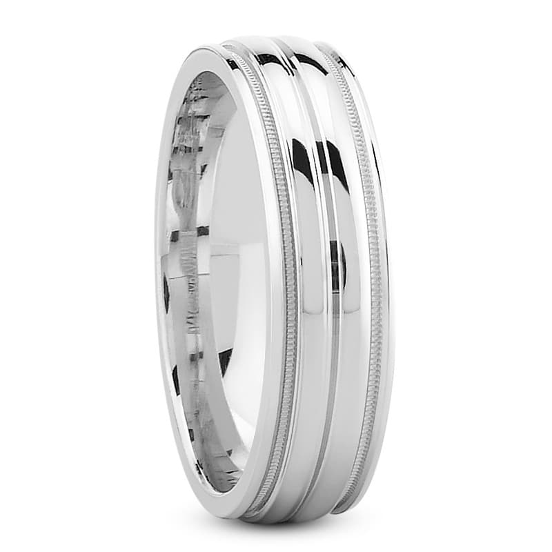Mens 14KT White Gold Platinum Traditional Wedding Band M192