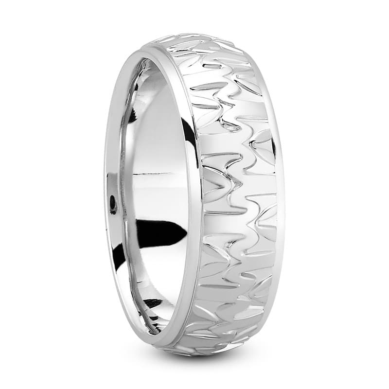 Mens 14KT White Gold Platinum Traditional Wedding Band M376