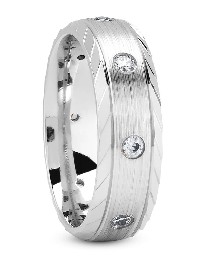 Ladies 14KT White Gold Platinum Traditional Wedding Band DB1003-7-RD