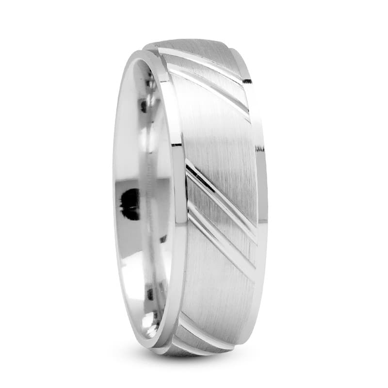 Mens 14KT White Gold Platinum Traditional Wedding Band M433
