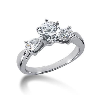 Ladies 14KT White Gold Platinum Three Stones Engagement Ring ENR1829