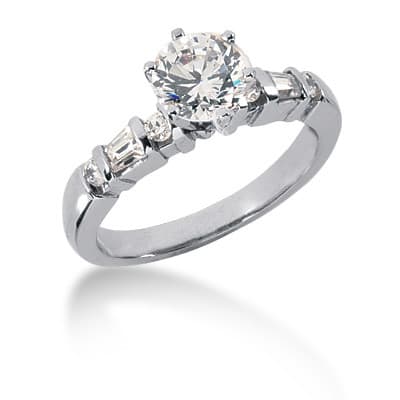 Ladies 14KT White Gold Platinum Tailored Engagement Set ENS570-A