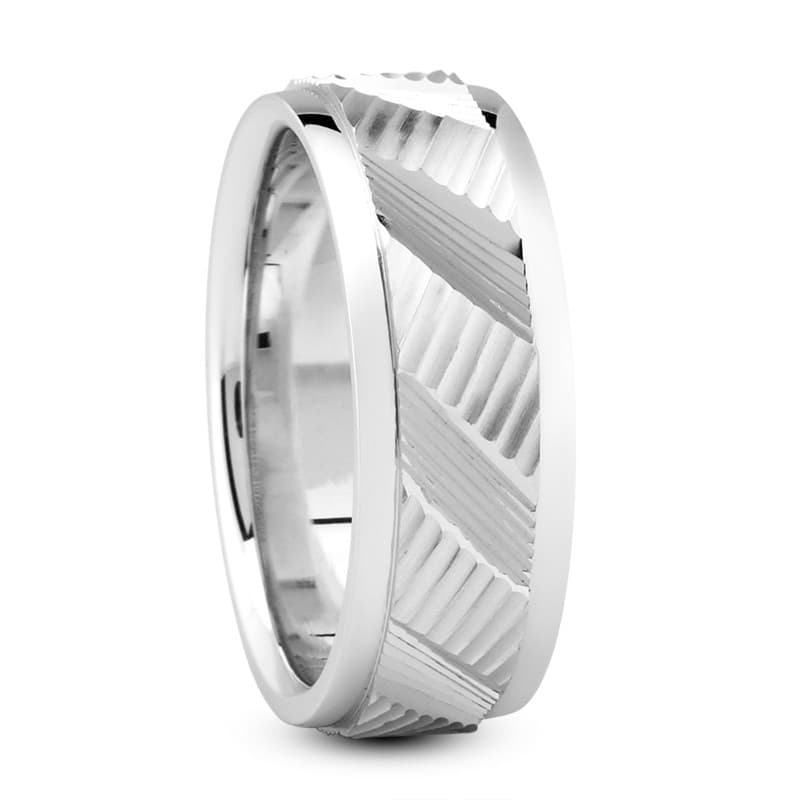 Mens 14KT White Gold Platinum Traditional Wedding Band M368