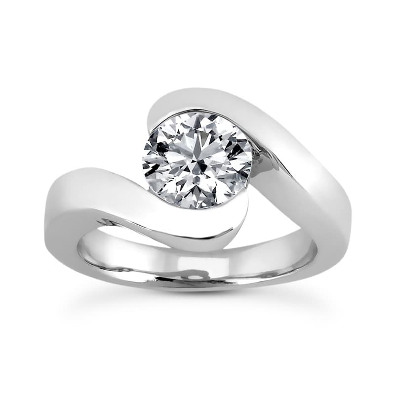 Ladies 14KT White Gold Platinum Round Diamond Solitaire Engagement Set ENR8163