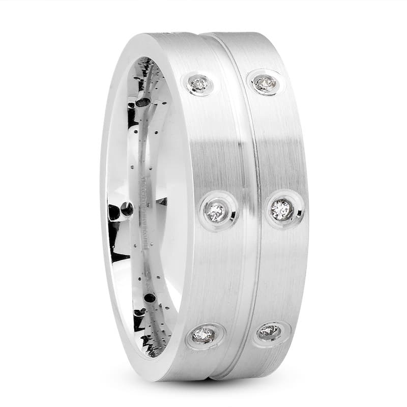 Ladies 14KT White Gold Platinum Traditional Wedding Band DB1270