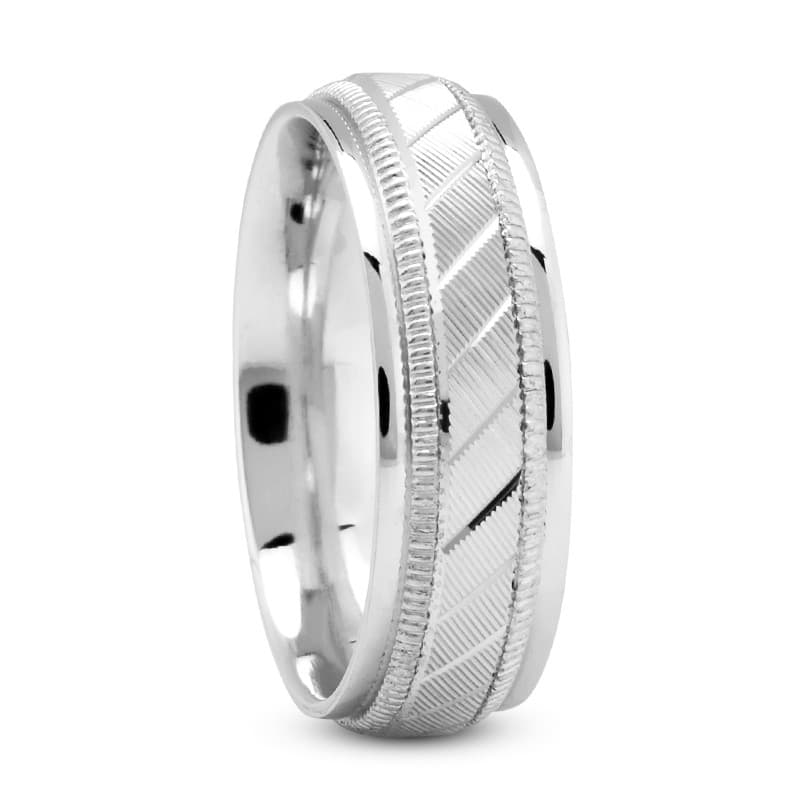 Mens 14KT White Gold Platinum Traditional Wedding Band M1075