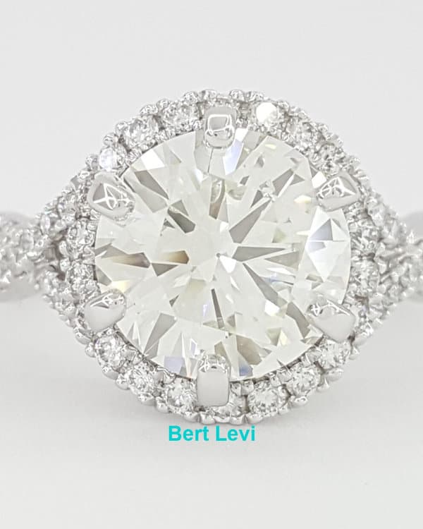 Round Diamond Crossover Halo Engagement Ring 3.62 ct 14K White Retail $43,500