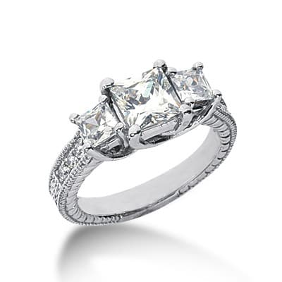 Ladies Round,Princess Diamond Antique Engagement Set ENS4160-A