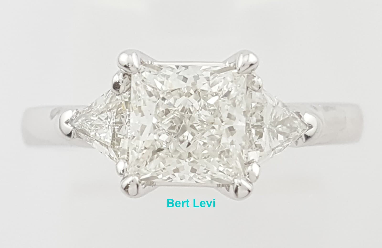 Princess Three 3-Stone Engagement Ring 1.5 ct Platinum Retail $10K