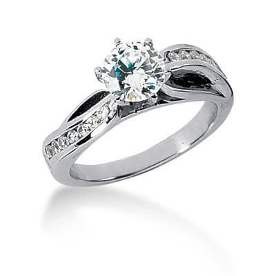 Ladies 14KT White Gold Platinum Fancy Engagement Set ENS516-A