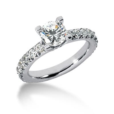 Ladies 14KT White Gold Platinum Fancy Engagement Set ENS450-A