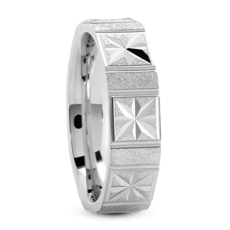 Mens 14KT White Gold Platinum Traditional Wedding Band M240