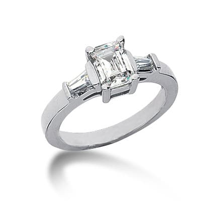 Ladies 14KT White Gold Platinum Three Stones Engagement Ring ENR6399