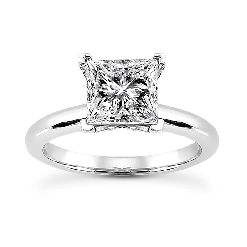 Ladies 14KT White Gold Platinum Solitaire Engagement Set ENS1501-A