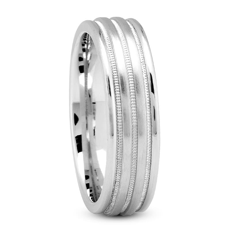 Mens 14KT White Gold Platinum Traditional Wedding Band M1117