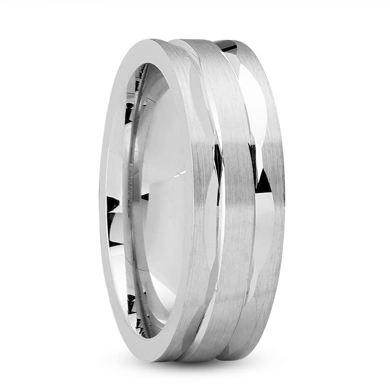 Mens 14KT White Gold Platinum Traditional Wedding Band M518
