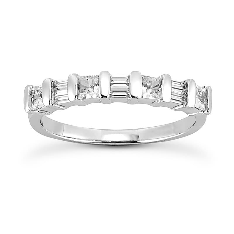 Ladies 14KT White Gold Platinum Diamond Wedding Band WB1349