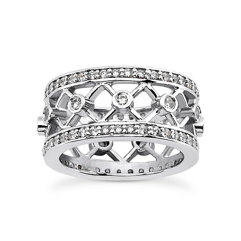 Ladies 14KT White Gold Platinum Eternity Wedding Band EWB414-2-4