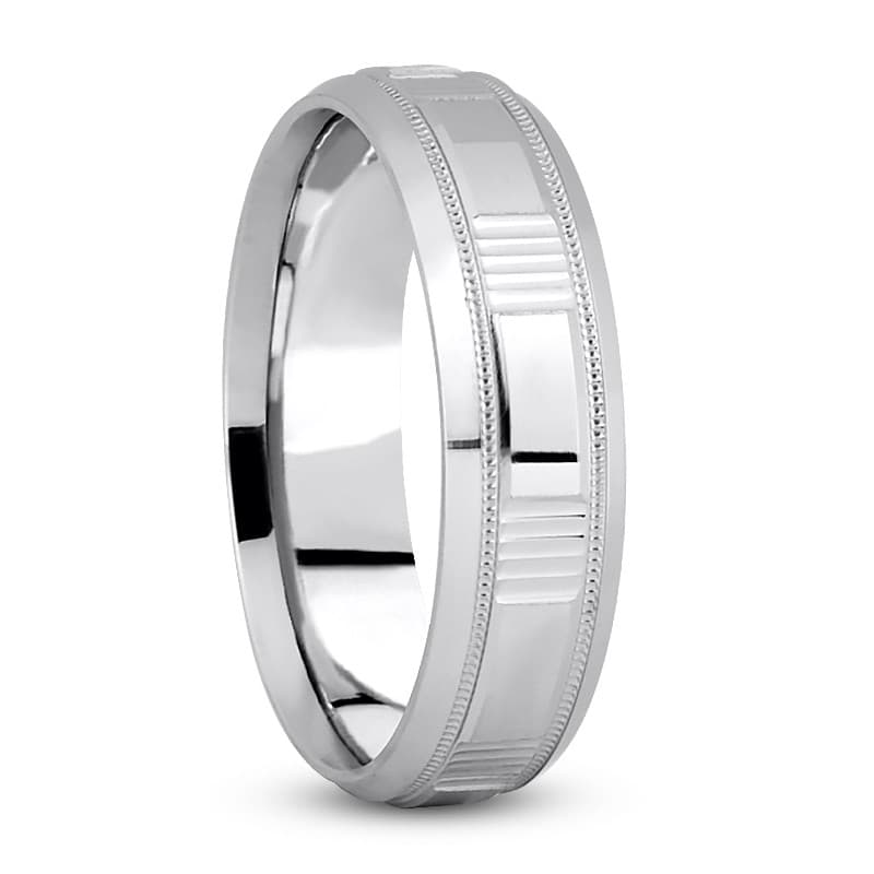 Mens 14KT White Gold Platinum Traditional Wedding Band m593
