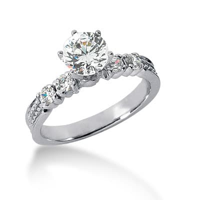 Ladies 14KT White Gold Platinum Fancy Engagement Set ENS535-A