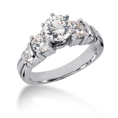 Ladies 14KT White Gold Platinum Fancy Engagement Set ENS693-A
