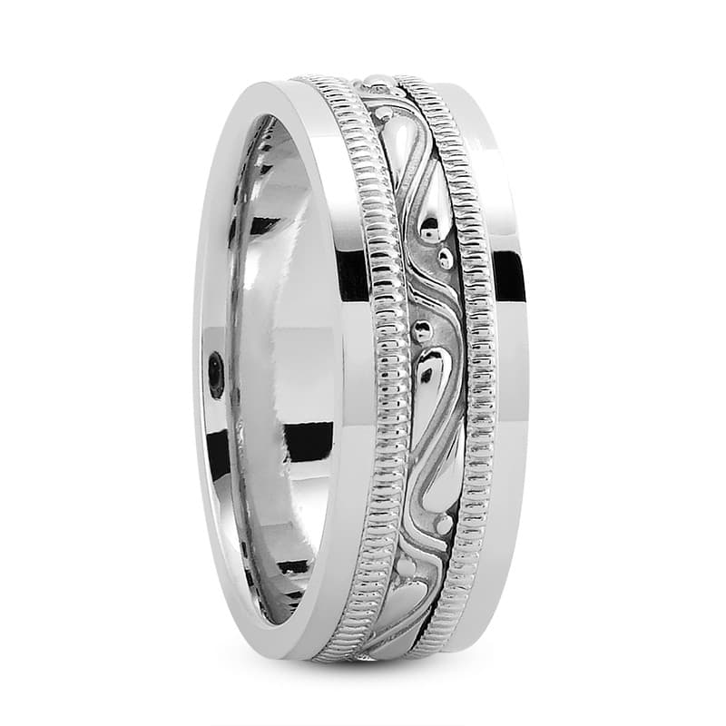 Ladies 14KT White Gold Platinum Traditional Wedding Band HM260
