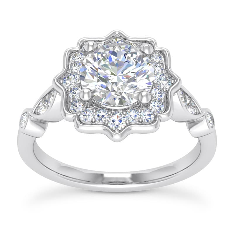 Ladies 14KT White Gold Platinum Engagement Sets ENS2399-1.5-RD-A