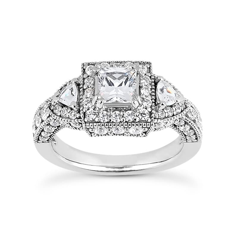 Ladies White Gold Platinum Princess Diamond Three Stones Engagement Ring ENR7784
