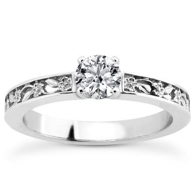 Ladies 14KT White Gold Platinum Tailored Engagement Set ENS3291-A