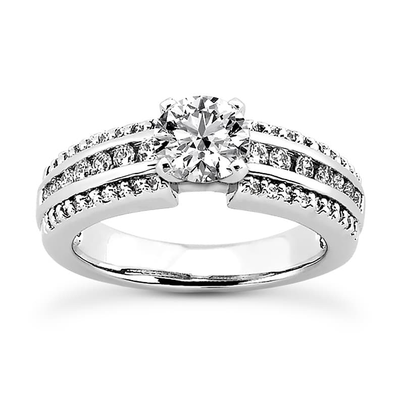 Ladies 14KT White Gold Platinum Fancy Engagement Set ENS1648-A