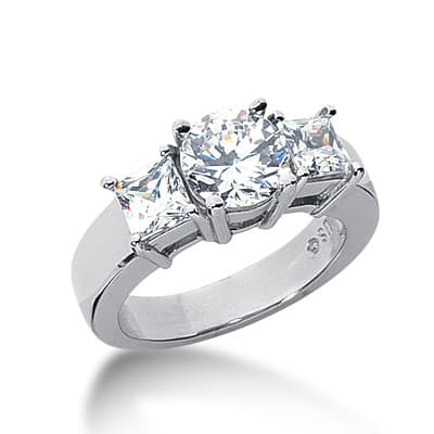 Ladies Round,Princess Diamond Three Stones Engagement Ring ENR2892