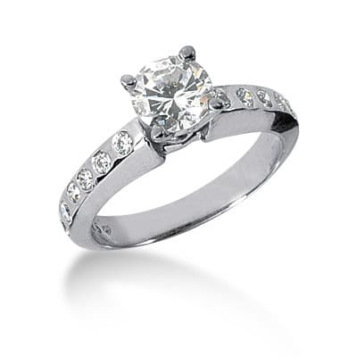 Ladies 14KT White Gold Platinum Fancy Engagement Set ENS550-A