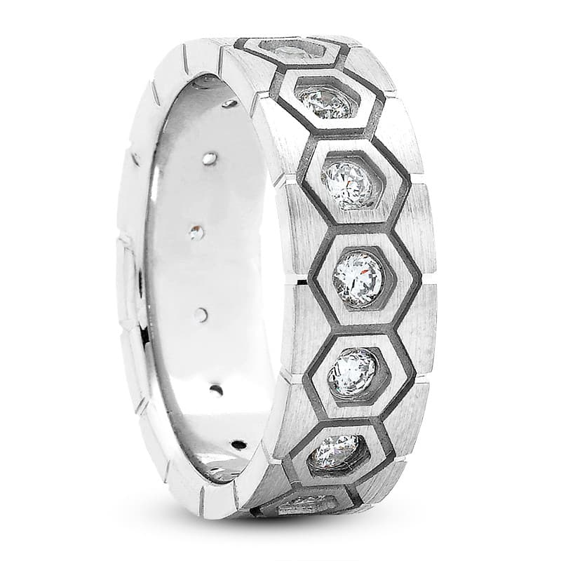Ladies 14KT White Gold Platinum Traditional Wedding Band DB1093