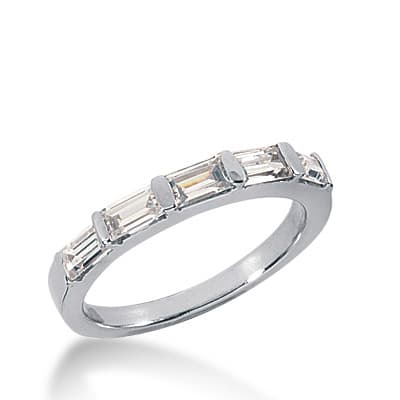 Ladies 14KT White Gold Platinum Diamond Wedding Band WB1846