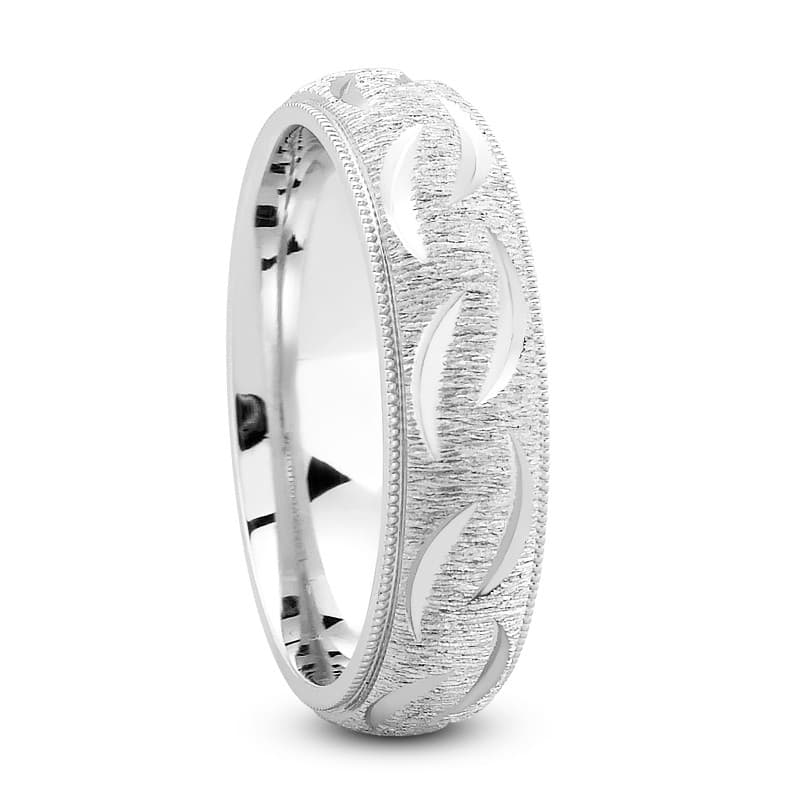 Mens 14KT White Gold Platinum Traditional Wedding Band M652