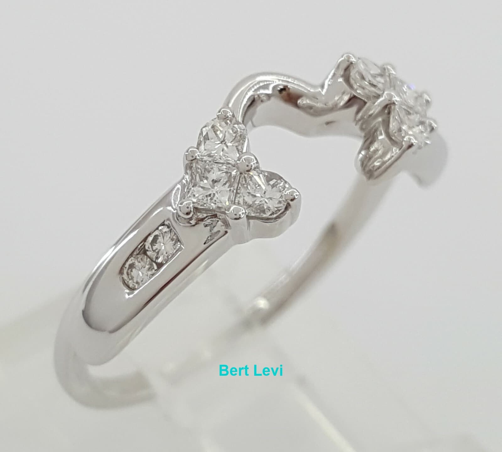 0.34 ct 14K White Gold Diamond Heart Tri-Sides Solitaire Enhancer Wrap Band