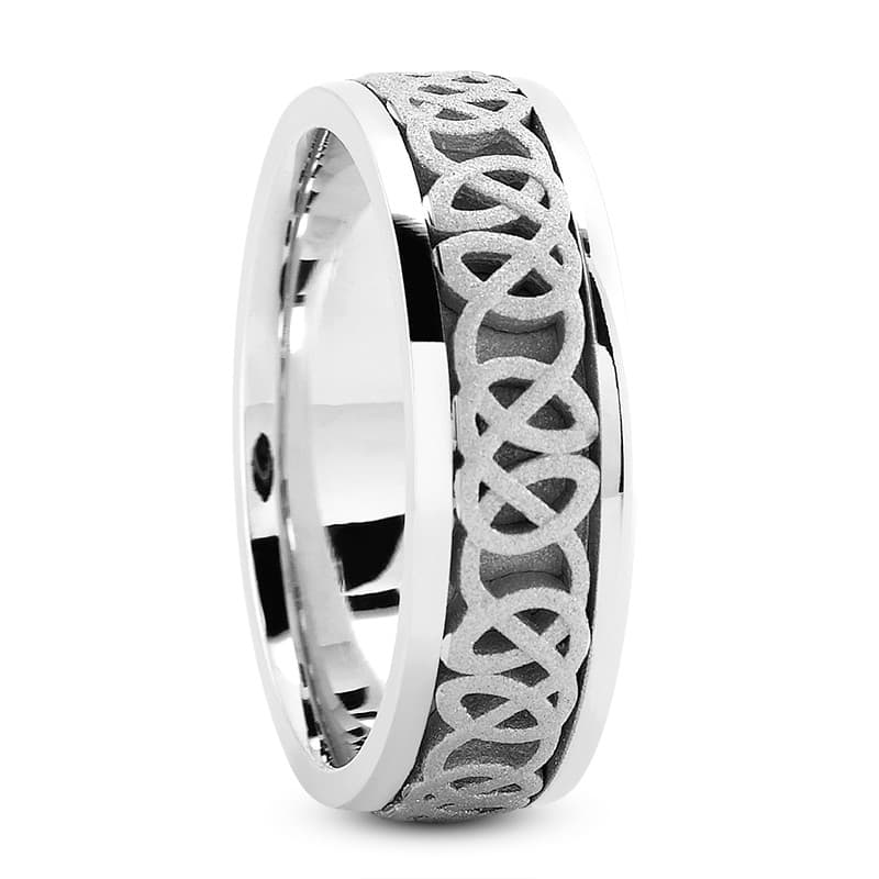 Ladies 14KT White Gold Platinum Traditional Wedding Band HM264