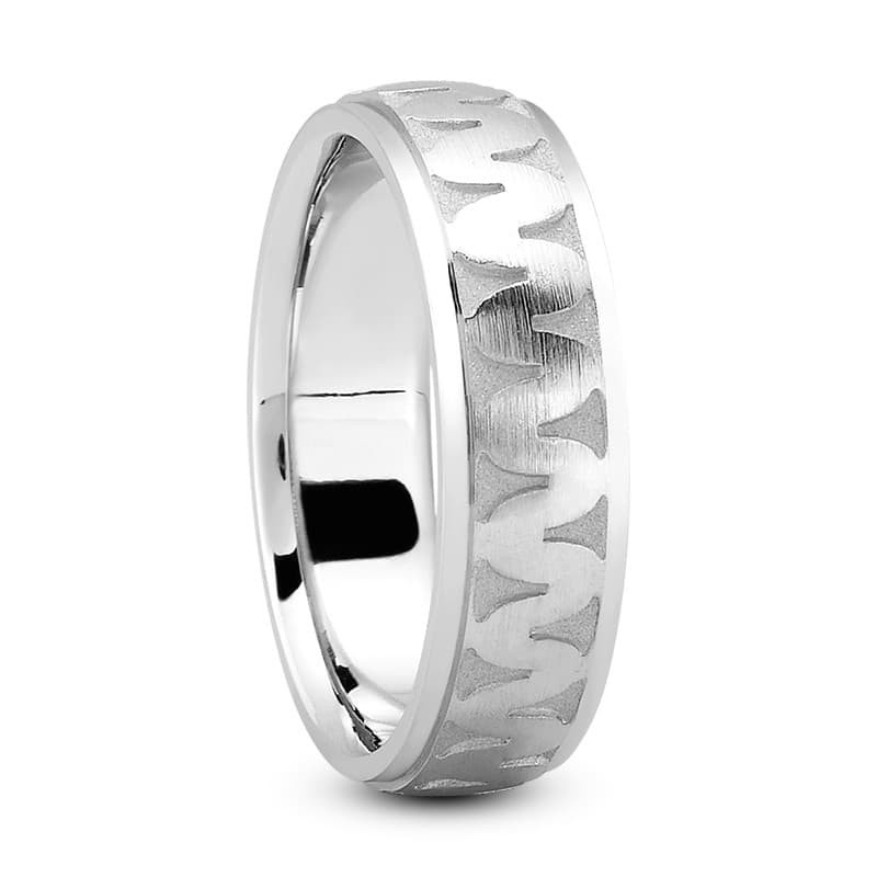 Mens 14KT White Gold Platinum Traditional Wedding Band M440