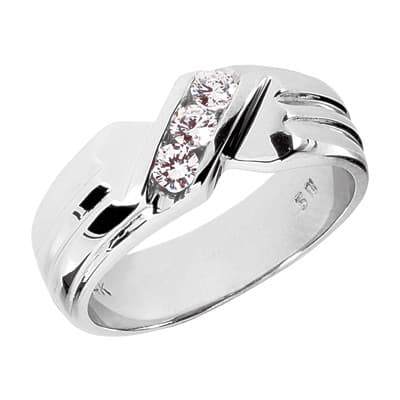 Ladies 14KT White Gold Platinum Round Diamond Wedding Band Set WBS123-G